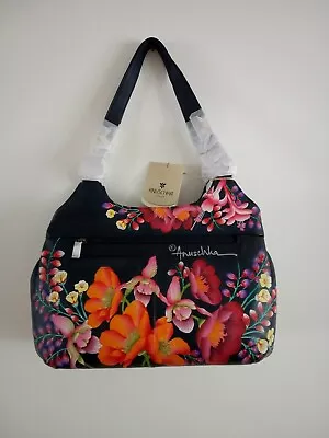 Anuschka Leather Hand Painted  Moonlit Meadow  652-MLM Satchel Shoulder Handbag • £294.99