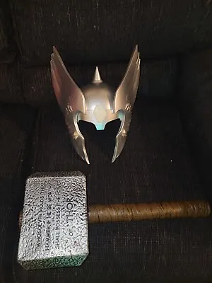 2004 Marvel Thor Thunder God Asgard Deluxe Helmet Replica & Hammer Cosplay  • $125