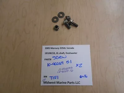 10-40067 31 Mercury 2005 225XL Verado Outboard Screw (2) 11-892233 6x16 T151 • $13