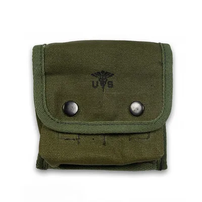 WWII WW2 US Army USMC Military Jungle First Aid Pouch Kit With Hook Hi-Q1945 • $18.99