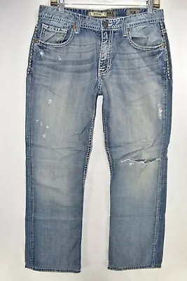 BKE Buckle Aiden Straight Slight Bootcut Jeans Mens Size 32 Distress Meas 32x29 • $5.24