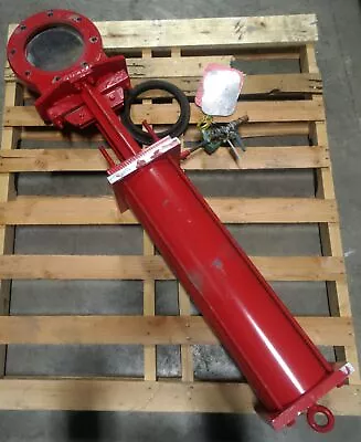 Red Valve Pneumatically Actuated Knife Gate Valve 8  Pipe 80PSI Supply 3/8 NPT • $1557