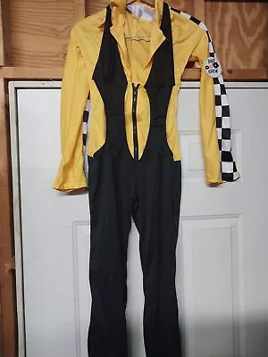 Race Car Driver Costume Sexy Ladies 1 Piece Black & Yellow Stretch Jumpsuit  • $19.99