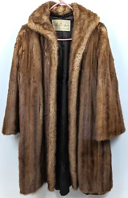 Vintage Sanger Harris Dallas Long Mink Fur Coat Sable Brown Pockets • $298.99