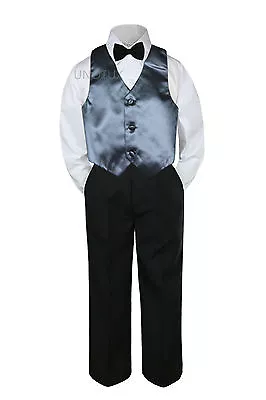 $33.99 • Buy 23 Color Vest Black Bow Tie Pants Boy Baby Toddler Formal Tuxedo Suit 4pc Sz S-7