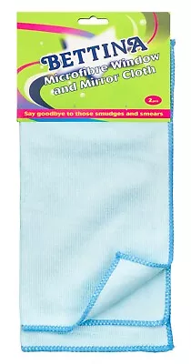 Bettina Microfibre Window And Mirror Cloth - 2 Pack - MirrorGlass Non Scratch • £3.49