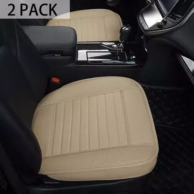 2pack Solid Beige Leather Car Front Full Bottom Seat Covers Universal Non-slip • $26.89