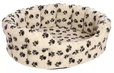 P&L Superior Pet Beds Intermediate Oval Softee Dog Bed Fleece Beige And Black   • £65.97