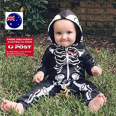 Baby Kid Boy Girl Halloween Skull Skeleton Party Costume Hoodie Romper Bodysuit  • $22.50