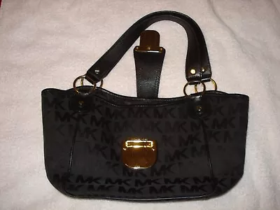 Michael Kors Medium  Shoulder Bag Mk Black Leather Gold • $19.99