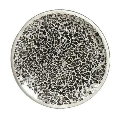 £9.99 • Buy Aroma Mosaic Crackle Candle Plate Glass Pillar Tea Light Holder Silver 16cm