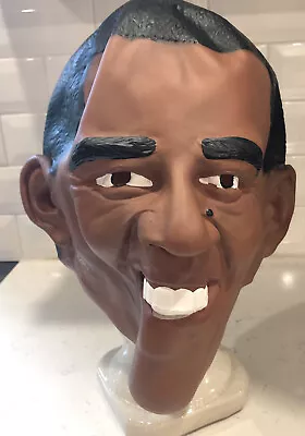 2008 Barrack Obama Adult Vinyl Mask Halloween Costume Theatre Accessory Preowned • $16.51