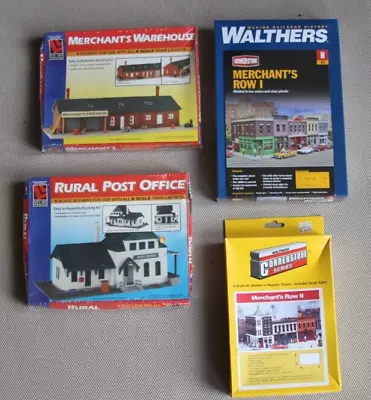 Lot Of 4: N-scale Building Kits Merchants Row 1+2 Post Office + Warehouse • $26