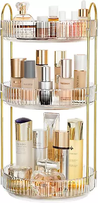 360° Rotating Makeup Organizer 3 Tier Spinning Perfume Skincare Organizer Large • $57.64