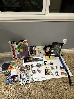 Lot Of Vintage Disney Items Keychains Keepsakes Tickets  Newspapers Bags 1980's • $9.99