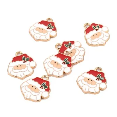 Santa Charm X 5 White And Gold Coloured Charm 24mm Father Christmas Charms • £3.13