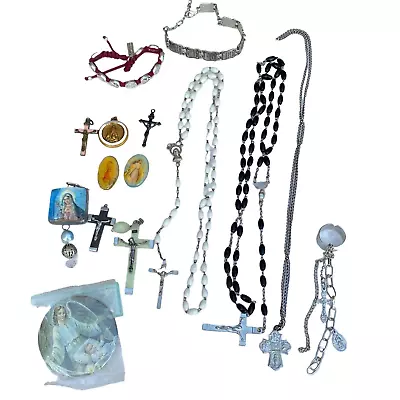 15 Pc. Vintage Catholic Religious Jewelry Lot Saint Medals Charms Crucifix • $4