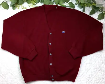 Lacoste Men's Maroon Cardigan Sweater Size XL Alligator Size XL • $43