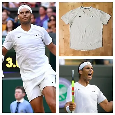 Nike Rafa Nadal 2019 Wimbledon Aeroreact Men's Tennis Shirt AQ7660-100 Size XL • £57.97