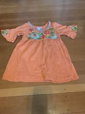 Baby Girls 12m Mimi & Maggie Floral Embroidered Dress Tunic Bell Sleeve $52 • $15