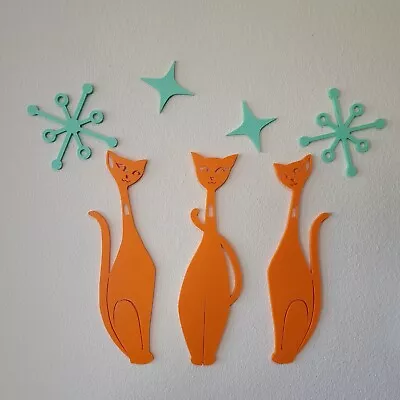 Mid-Century Modern Vintage Style Atomic Space Cat Family Set MCM Wall Decor 60s • $59.95