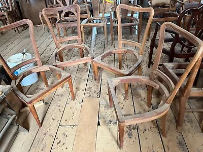 Set Of 4 Mahogany Handmade Dining Chairs By Adolfo Genovese In 1960 • $2000