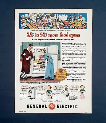 G.E Refrigerator Ad Vintage 1951 General Electric Original Print Advertisement • $14.93