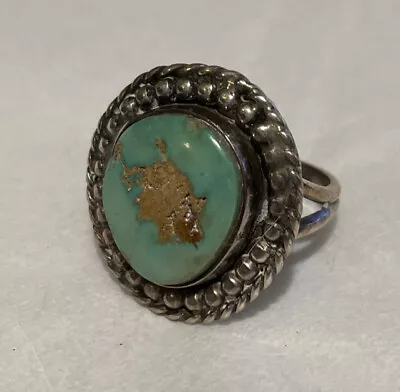 Vintage Silver Turquoise Stone Ring Size 6 Southwestern Native American Style • $79