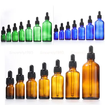 $11.99 • Buy 5ML-100ML Amber Glass Liquid Dropper Reagent Eye Pipette Essential Oils Bottle
