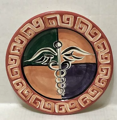 1997 VICKI CARROLL Plate With Caduceus MEDICAL SYMBOL - Mississippi Pottery  • $25