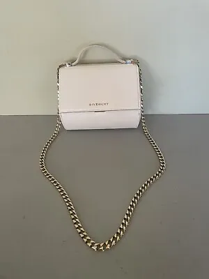 $725 • Buy Givenchy Mini Pandora Box Shoulder Bag In Ivory W Gold Chain Strap