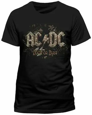 AC/DC ROCK OR BUST WORLD TOUR 2015 T-SHIRT  IN ROCK WE TRUST  BLACK - Size M • £9.99