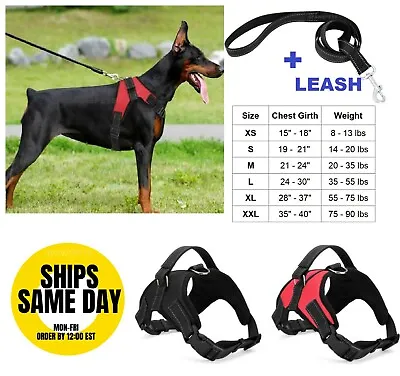 No Pull Dog Pet Vest Harness Adjustable Quality Nylon And LEASH SET XS S M L XL  • $15.99