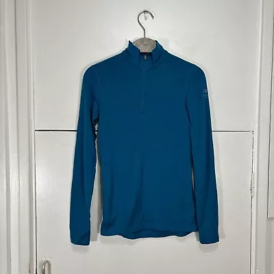 Icebreaker Merino Bodyfit 200 Turquoise Stretch 1/4 Zip Size XS Women’s Thermal • £44.99