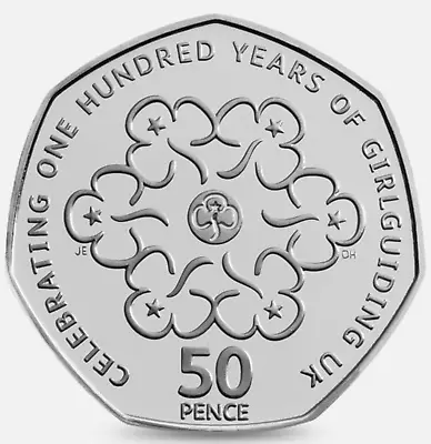 UK 2010 50p Coin Celebrating 100 Years Girl Guilding UK Fifty Pence Coin • £1.55