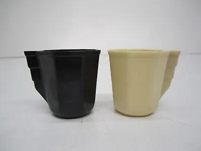 2 Vtg Cory USA Coffee Maker 1/2 Oz Measuring Cups Bakelite Black White Art Deco • $29.95