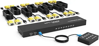 KVM Switch 8 Port  8X1 Rackmount KVM Switch VGA Included 8 2-In-1 KVM Cables & • $98.99