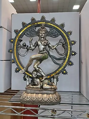 Shiva Hindu Deity Cosmic Dancer 34.5 Cm High Resin Silver Colour Nataraja • £62.99