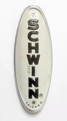 Vintage Schwinn Chicago Bicycle White W/ Black Letters Head Badge - Used • $14.95