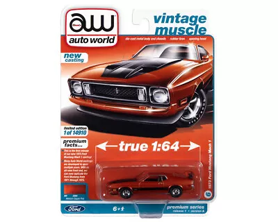 Auto World 1973 Ford Mustang Mach 1 Copper Poly 1:64 Diecast Model Car AWSP099 A • $12.99