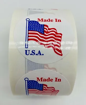 Made In The USA American Flag Labels 1.5  Round 500 Labels • $8.99