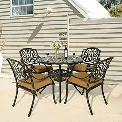 5-Pieces Outdoor Patio Dining Set All-Weather Cast Aluminum Patio Furniture Set • $499.99