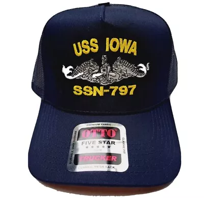 USS Iowa SSN-797 Mesh Snapback Cap Hat Navy Blue Boat Submarine Ship • $35.35