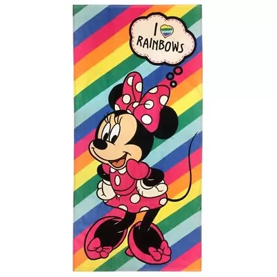 Disney Minnie Mouse Love Rainbows Beach Towel 100% Cotton Large • $9.99