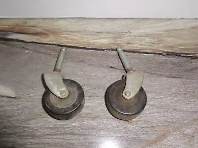 2 Vintage Caster  Wheels 2  Diameter  As Found Rustic Patina 2.25  Shank • $10