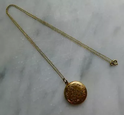 Beautiful Signed Vintage Art Deco Gold Filled Flower Locket Pendant Necklace • $95