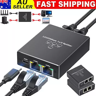 RJ45 Splitter 1 To 2 Ethernet Adapter Gigabit 1000M 1X2 Network Cable Extender • $18.99