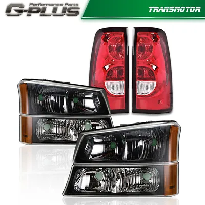 Fit For 03-06 Silverado Black Housing Headlights W/ Parking+ Tail Lights • $119.26