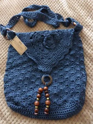 NEW Blue Crochet Knit Shoulder Bag By Matalan • £7.99