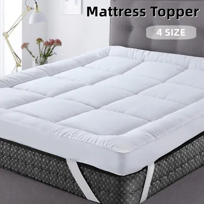 4  Inch Deep Luxury Soft Hotel Quality Microfiber Mattress Topper All Sizes 10cm • £26.99